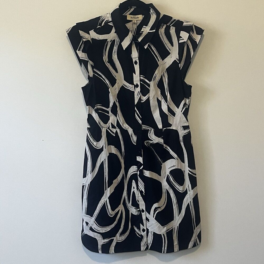 Anthropologie Black & White Abstract Print Mini Dress